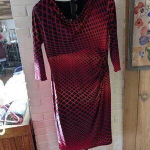 Anne Klein Red and Black Lined Dress . Size 12